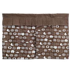 幸福小貓 門簾 棉麻, 咖啡色