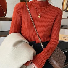 포플러앤씨 여성용 마딜 골지 반폴라 니트