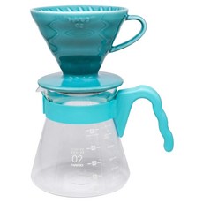 HARIO 好璃奧 02濾杯咖啡壺組 XVDD-02-PLB-EX V60淺藍色, 濾壺 + 濾紙 + 濾杯, 700ml, 1組