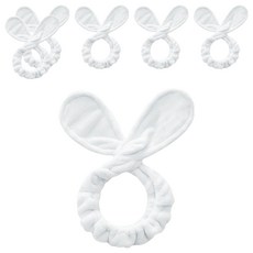 超細纖維兔耳絲帶鋼絲洗臉帶, 白色, 6個