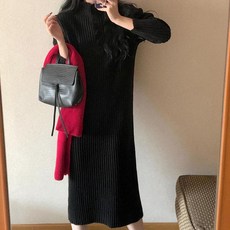 메이드제이 앤틱 하이넥 니트 원피스