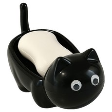 Hanbomnuri 貓咪瀝水肥皂架, 黑色, 1個