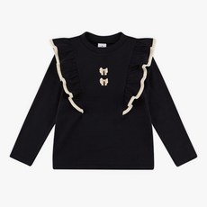 WALTONKIDS 女童款荷葉邊蝴蝶結T襯衫