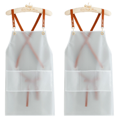 Raon Factory 防水透明三口袋簡約圍裙, 白色, 2個