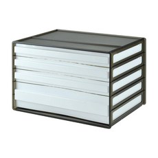 livinbox 桌上型文件櫃 A4, 黑透白抽, 1個