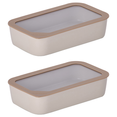 네오플램 피카 직사각 25 도자 밀폐용기 베이지 1500ml, 2개, 단품