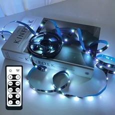 HEYRUMI 間接黏貼式LED室內裝飾線燈 5m + 遙控器組合, 冷白光, 1套