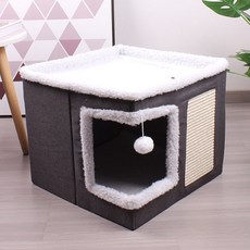 DING DONG PET 寵物折疊式貓抓板屋, 1個, 深灰色