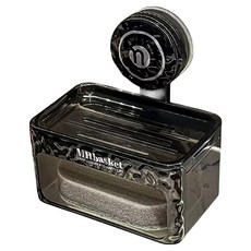 冰川紋吸盤肥皂架 附海綿, 透灰色, 1個