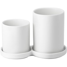 北歐現代風餐具筒2件組 + 底座, 白色, 1個