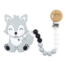 glitter&SPICE 固齒器奶嘴鍊夾組 啊嗚狗 - 食品級矽膠 不含BPA PVC 鉛, 1組