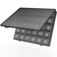 solve living 簡約數字便攜式一個月份藥盒收納盒, 黑色, 1個