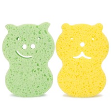 예꼬맘 순식물성 목욕스펀지, 혼합색상, 2개