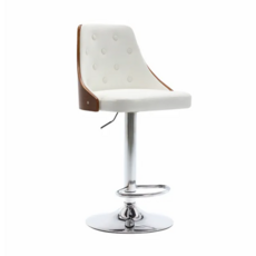 E-home Trey 特雷曲木PU拉扣可調式吧檯椅 白色 W50xD48xH94-115CM, 1個