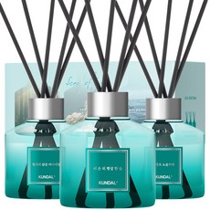 Kundal 昆黛爾 濟州島香氛擴香瓶 200ml 3入+擴香棒 15入, Sunny Forest After Rain+Sunny Sunset By The Side+Clear Sea Breeze Of the Narrows, 600ml, 1組
