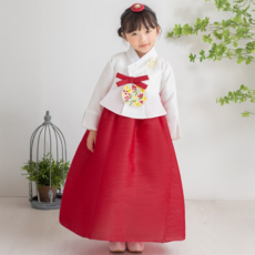 GAON BABY HANBOK 女童用紅色蝴蝶結堂衣韓服上下套裝 AW231