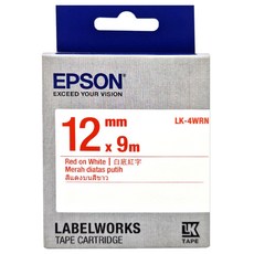 EPSON 標籤帶 LK-4WRN 12mm, 白底紅字, 9m