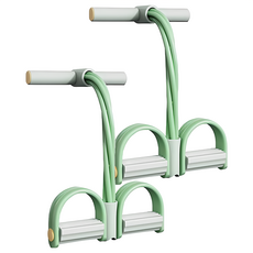 MICHAEL FITNESS 麥克健身 六管腳蹬拉力器，93%天然乳膠材質，高密度泡棉防滑手柄，加粗6根拉繩, 牛油果綠, 300 x 200 x 100, 2個