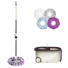 월드크린 무지개 회전물걸레 청소기 + 걸레 5p 세트, 1세트