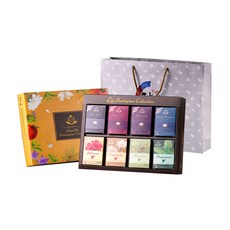 傳統茶包 8入+禮盒, 伯爵茶+錫蘭茶+大吉嶺茶+英式早餐茶+木槿茶+洋甘菊茶+博士茶+薄荷茶, 1組