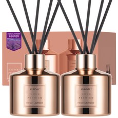 KUNDAL 昆黛爾 家用擴香瓶 玫瑰金版 2瓶+擴香棒 10支組, 法國薰衣草香, 1組, 400ml