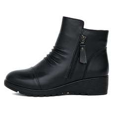 J SHOE 天然牛皮Carmine厚底拉鍊踝靴 4cm