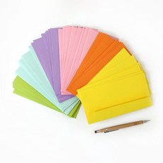 Pinkfoot 彩色橫式信封 60入, 黃色+橘色+粉色+紫羅蘭+薄荷綠+綠色, 1組