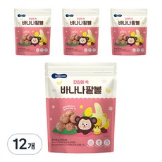 베베쿡 콘볼 과자, 바나나 + 팥 혼합맛, 25g, 12개