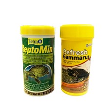 샘아쿠아 렙토민 55g + 리프레쉬 감마루스 20g 거북이 사료 세트, 1세트