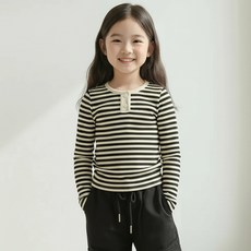 CONTIKIDS 女童鈕扣條紋T恤