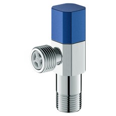 couselect 全銅單開一進二出角閥/冷熱進水開關/止水閥/三角閥 4分通用介面/熱水器4分水閥/冷熱外牙 藍色, 1個