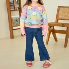 WALTONKIDS 女童柔軟靴型牛仔褲