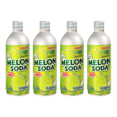 SANGARIA 鋁罐彈珠汽水 哈密瓜風味, 500g, 4瓶