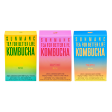 SUNMANC 康普茶沖泡粉隨身包組 檸檬口味+葡萄柚口味+鳳梨口味, 5g, 10條, 3盒