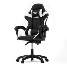 코멧 각도 조절과 회전 가능한 컴포트 게이밍 의자, 블랙 화이트