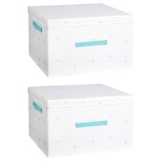 신박라이프 방수 접이식 리빙박스, 화이트 블루, 2개