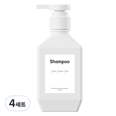 뉴앤룩 폴리 디스펜서 샴푸 바디워시 리필용기 주방세제 공병 일반형 400ml + B라벨스티커 샴푸 세트, 화이트(공병), 4세트
