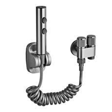 ANTIAN 一進二出馬桶沖洗噴槍套組 廁所高壓水槍/水龍頭雙控角閥/馬桶清洗器/產婦噴水槍, 水鍍槍灰, 26 x 21 x 8cm