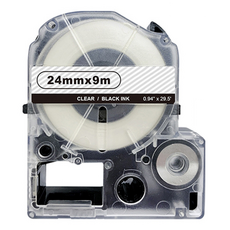 NEXTPAGE 6TBW一般黏性副廠標籤帶 EPSON標籤機適用, 透明底黑字, 24mm