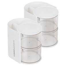 旋轉粉撲收納盒 雙層, 2個, 白色