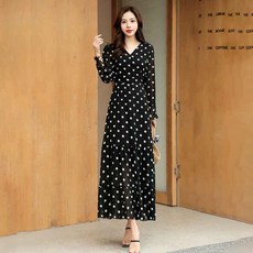 LUNA GIRL Griffith 圓點洋裝 含大尺碼, 黑色