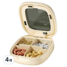 리치쌀봉 심플고급 투명 요일별 약통 케이스 4구 크림화이트 7.5 x 7.5 x 2.5 cm, 4개