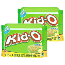 Kid-O 三明治餅乾 檸檬口味, 超濃郁夾心搭配上酥脆的三層餅乾, 清爽不膩, 340g, 2袋