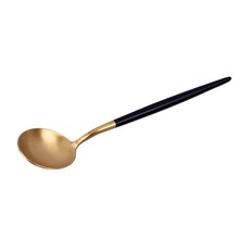 葡萄牙風304不鏽鋼黑金餐匙 簡約時尚 安全耐用 提升用餐氛圍, 黑金, 1個
