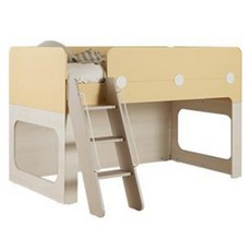 리바트 아동용 뉴루디 2층 벙커침대 방문설치, 화이트오크 + 옐로우(침대)