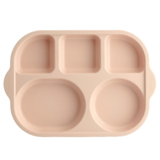 sillymann 孩童鉑金矽膠分格餐盤 WSB2632, 奶油蜜桃粉色, 單品, 1個