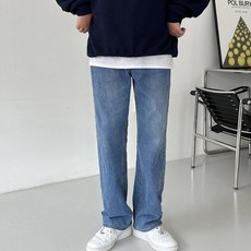 머시따 남성용 데일리 세미 와이드 데님 팬츠