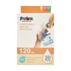 PUKU 藍色企鵝 母乳儲存袋 120ml 20入, 伽瑪射線滅菌, 食品級PE, 外層堅韌尼龍, 20枚, 1盒
