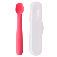 sillymann 鉑金矽膠孩童副食品餵食湯匙 WSB234 小, 淺粉色, 1入