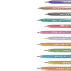 Happy J 金屬亮粉中性筆 1.0mm 12色組, 混色, 1套